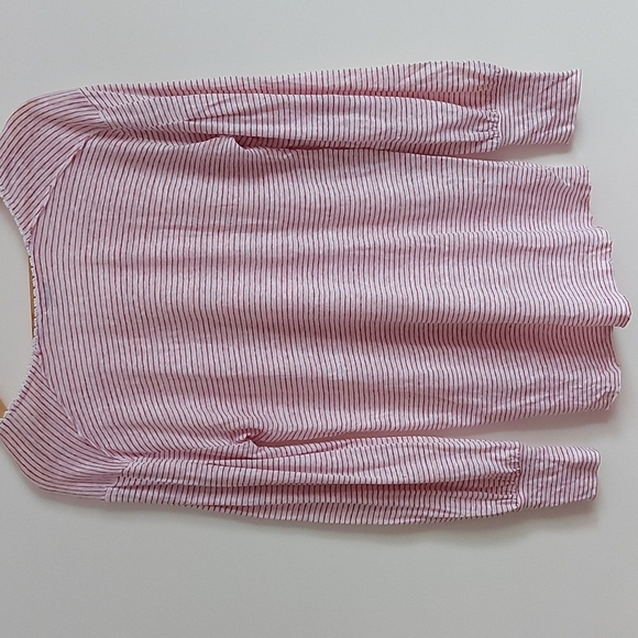 Sundance 100% Linen V Neck Striped Top Balloon Sleeve Size Medium - Picture 2 of 6